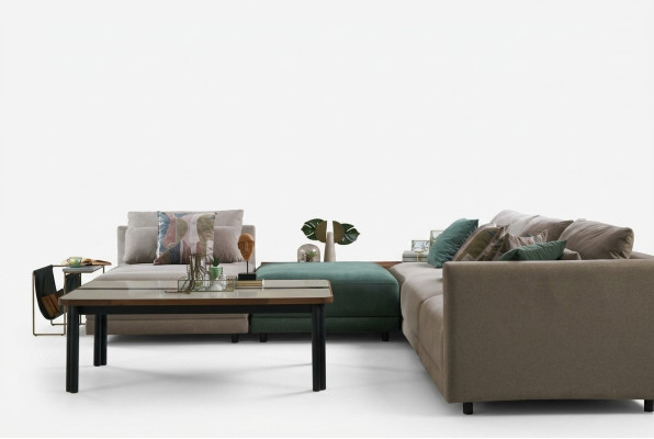 Hoekbank L-vorm Bank Woonlandschap Stoffen Bank Gestoffeerde Banken Beige Ontwerp
