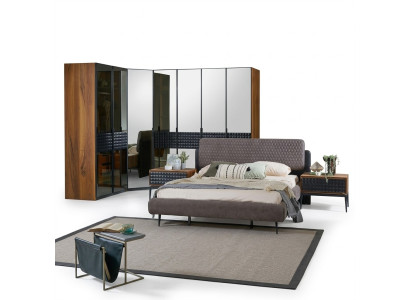 Bed design slaapkamer tweepersoonsbed Bruin hout Bedframe Set 4-delig