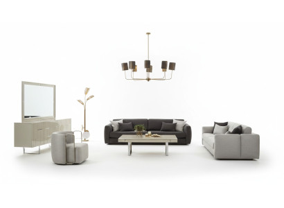 Sofa set stoffen bank complete bank gestoffeerde banken grijs set 4-delig nieuw