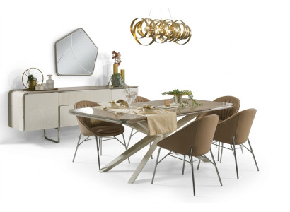 Eetset Eetkamermeubels Hout Eettafel Eethoek Beige Eetkamer 9-delig