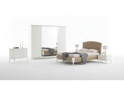 Tweepersoonsbed set Bedframe Compleet slaapkamerbed 6-delig Wit