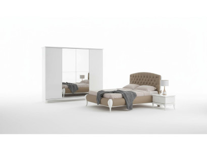 Slaapkamer set tweepersoons bedframe beddengoed set 6-delig wit.