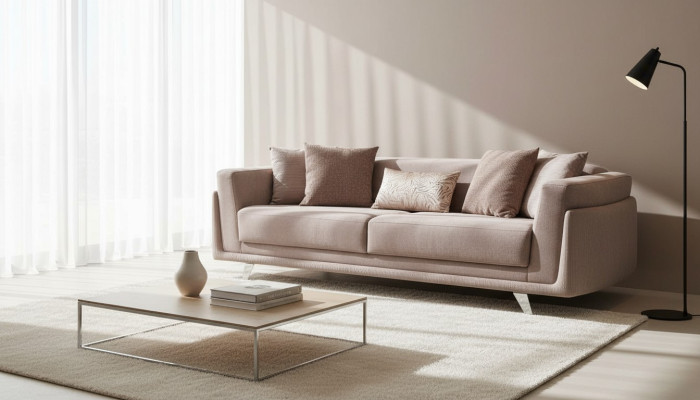 Ontwerp Stoffen Bankstel Drieseater Bank Bank 3 Zits Beige Stof Gestoffeerde Bank