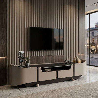 RTV Lowboard TV-standaard woonkamer hout Beige dressoir tafel modern