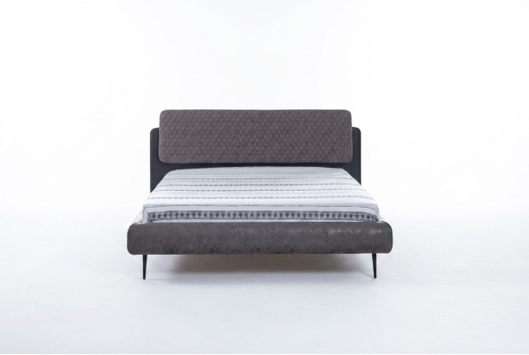 Tweepersoonsbed 160 cm Bedframe Grijs Stof Bedden Modern Slaapplaats