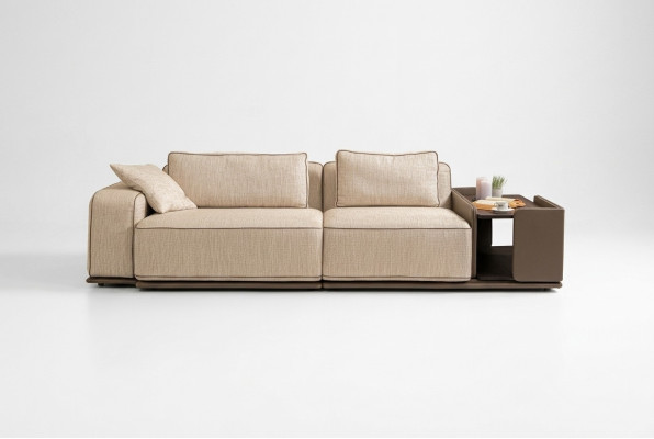 Driepersoonsbank Bank 3-Zits Beige Stof Stoffen Bank Bank Tafel