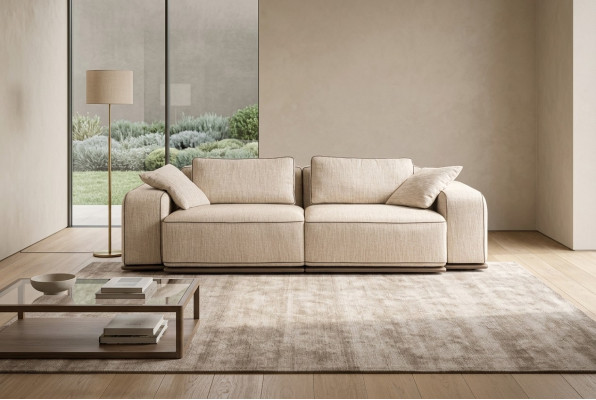 Bank Driepersoons Moderne Bank 3 Zits Beige Stof Stoffen Bankstel