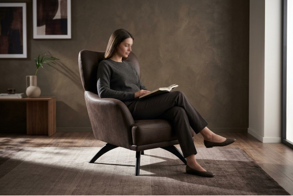 Ohrensessel Eenpersoons fauteuil Cocktailsessel Stof Bruin Moderne stoelen