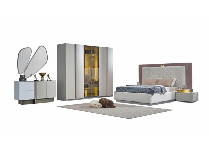 Complete slaapkamermeubels Tweepersoonsbed Bed Wit Luxe Set 7-delig Hout