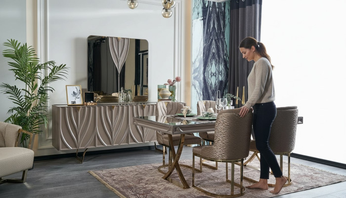 Eetgroep Eethoek Eetkamer Eettafel Hout Bruin Set 9-dlg Dressoir