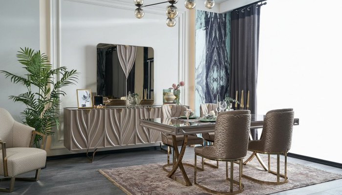 Eetgroep Eethoek Eetkamer Eettafel Hout Bruin Set 9-dlg Dressoir