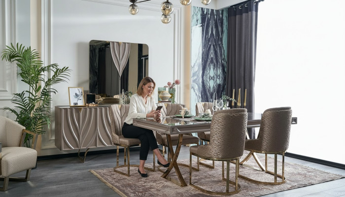 Eettafel Eetgroep Eethoek Eetkamer Hout Bruin Set 7-delig Stoelen Luxe