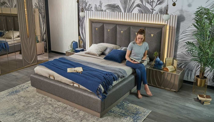 Tweepersoonsbed Compleet slaapkamerbed Bruin Set 3-delig Nachtkastjes Hout