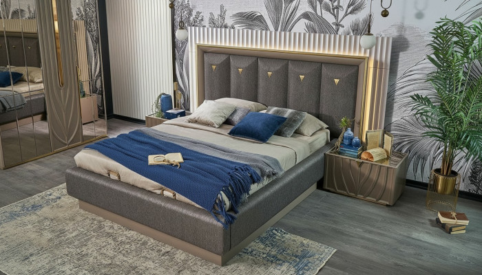 Tweepersoonsbed Compleet slaapkamerbed Bruin Set 3-delig Nachtkastjes Hout