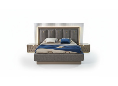 Tweepersoonsbed Compleet slaapkamerbed Bruin Set 3-delig Nachtkastjes Hout