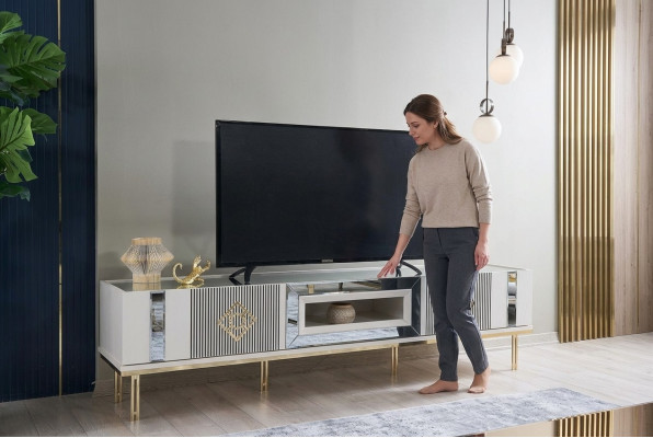 Sideboard RTV Lowboard TV-standaard Hout Wit Woonkamer Tafel Kast