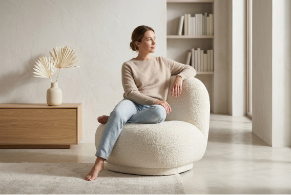 Fauteuil Cocktail fauteuil Moderne wit gestoffeerd zitstof eenzitter