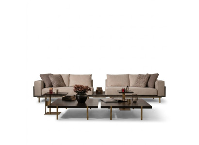 Vierzitsbank 4-zitsbank Gestoffeerde bankstoffen bank Beige Moderne tafel Nieuw