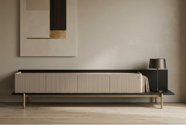 Sideboard RTV Lowboard TV Stand Tafel Woonkamer Hout Beige Modern