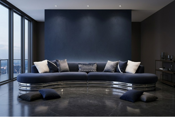 Bank Bankstel met 5 zitplaatsen Grote stoffen bank Blauw modern design