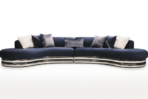 Bank Bankstel met 5 zitplaatsen Grote stoffen bank Blauw modern design