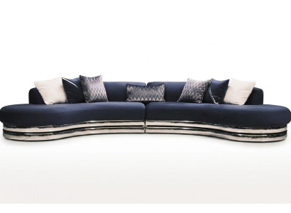 Bank Bankstel met 5 zitplaatsen Grote stoffen bank Blauw modern design