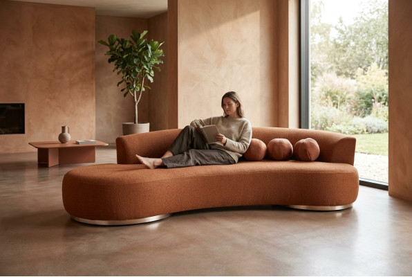 Moderne gestoffeerde sofa driepersoons bank bank 3-zits stoffenbank oranje