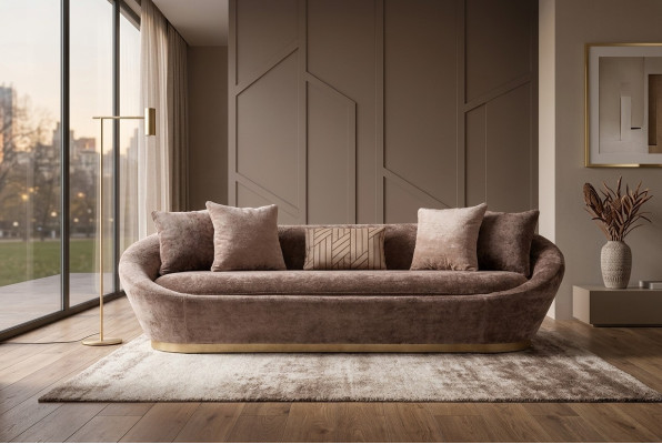 Driepersoonsbank 3 zits stoffen bank Beige Luxe gestoffeerde bank Stof