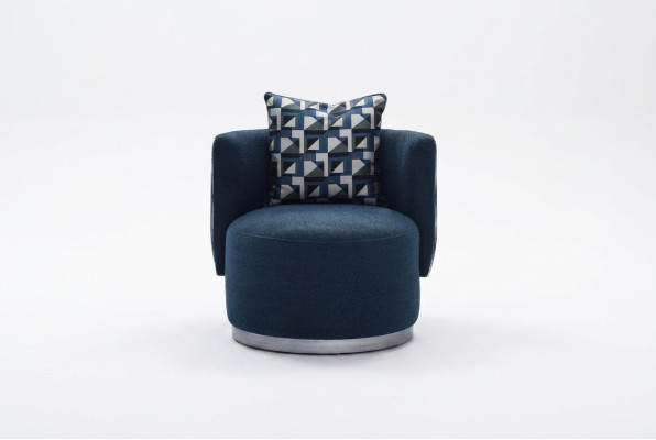 Relaxstoel Stoel Modern Blauw Bekleding Stof Zits Ontwerp Modern