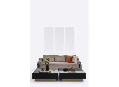 Complete woonkamer Driepersoons Bankstel Tafels Grijs 3-delig Stoffen Bank