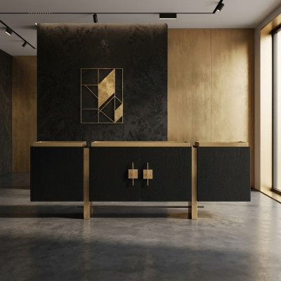Dressoir Zijtafel Kast Commode Hout Zwart Modern Ontwerp Goud