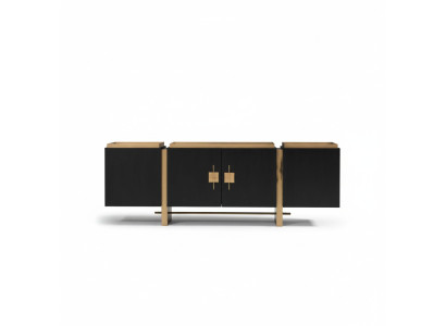 Dressoir Zijtafel Kast Commode Hout Zwart Modern Ontwerp Goud