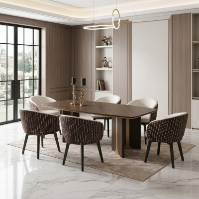 Eetkamer groep Eethoek Eetkamer Eettafel Stoelen Set 7-delig Bruin Hout Groep