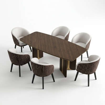 Eetkamer groep Eethoek Eetkamer Eettafel Stoelen Set 7-delig Bruin Hout Groep