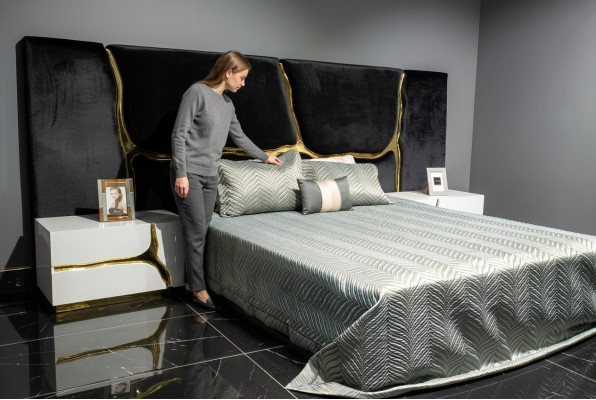 Slaapkamer set Tweepersoonsbed Luxe Bed Nachtkastjes Modern Zwart