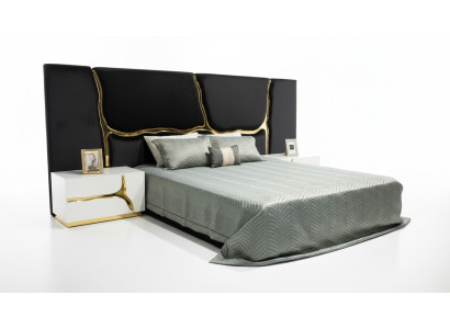Slaapkamer set Tweepersoonsbed Luxe Bed Nachtkastjes Modern Zwart