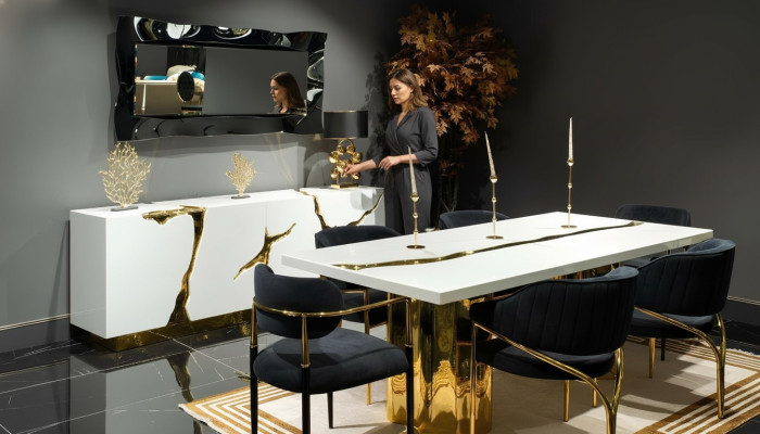 Eetkamer meubels Eethoek Luxe Eettafel Stoelen Wit 9-delig Hout
