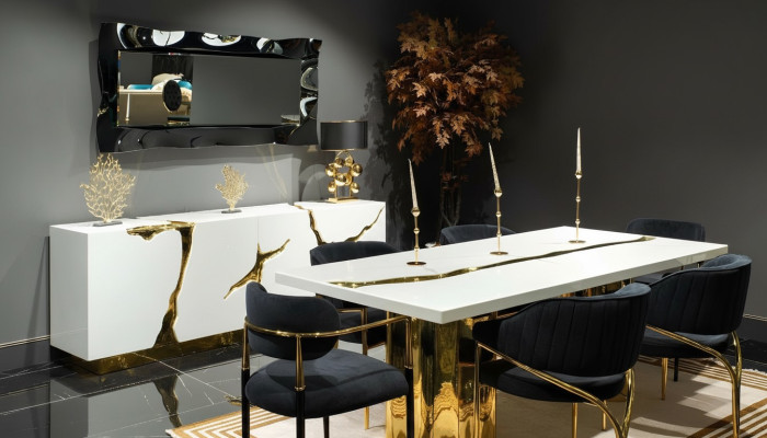 Eetkamer meubels Eethoek Luxe Eettafel Stoelen Wit 9-delig Hout