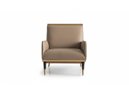 Fauteuil Eenpersoons Zetel Luxe Clubfauteuil Beige Kunstleer Woonkamer