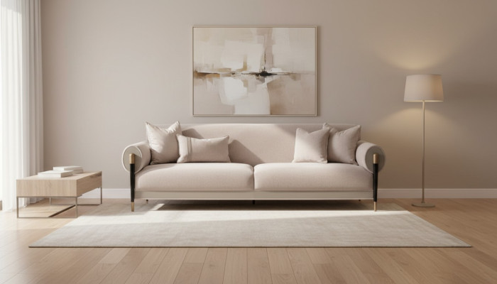 Stoffen bank Driepersoonsbank Bank 3-zits Bank Moderne design Beige Nieuw