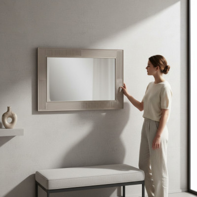 Spiegel Wandspiegel Dekospiegel Flurspiegel Luxus Modern Grau  Spiegel Wandspiegel Decoratieve spiegel Gangspiegel Luxe Modern Grijs
