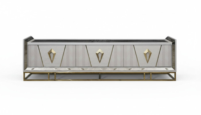 Sideboard RTV Lowboard TV Stand Hout Grijs Woonkamer Tafel Modern