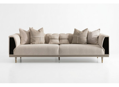 Luxe driezitsbank 3-zits Beige gestoffeerde stoffen bank Moderne bank