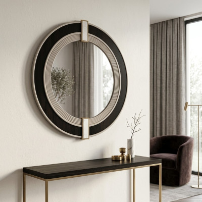 Spiegel Wandspiegel Dekospiegel Flurspiegel Moderne Schwarz Rund  Spiegel muur spiegel decoratieve spiegel gang spiegel modern zwart rond