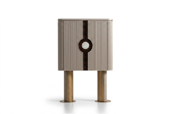 Barschank Drankkast Hout Beige Houten kast Ontwerp Flessenbar