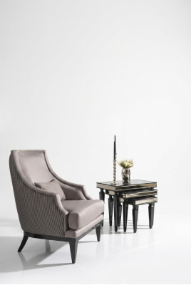 Complete fauteuil woonkamer bijzettafels set 4-delige fauteuil grijs
