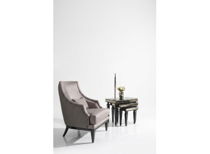 Complete fauteuil woonkamer bijzettafels set 4-delige fauteuil grijs