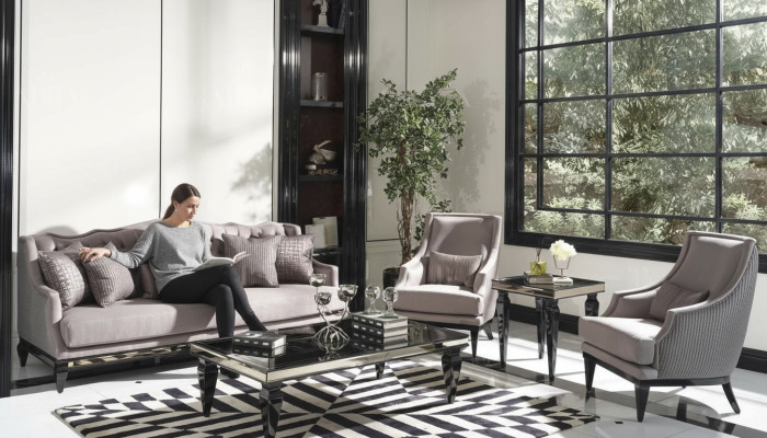 Bankstel Bank 3 Fauteuils Stoffen Bank Grijs 3-delig Driezitsbank