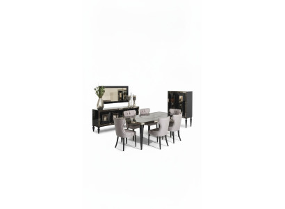 Grote eetkamer eetgroep eetkamer eettafel stoelen 10-delig zwart hout