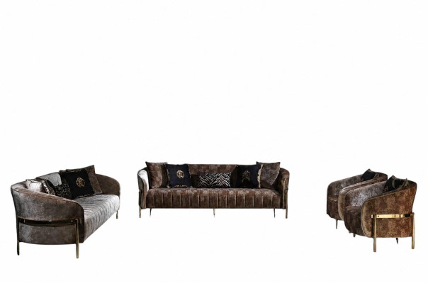 Bankstel Driepersoons fauteuil Beige Stoffen bank Moderne bank
